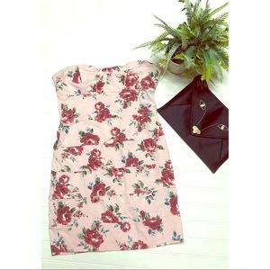 Talula Brand Mauve Floral Strapless Dress Mini